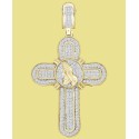 Men's Diamond Praying Hands Cross Pendant (1/2 ct) in 10k Gold