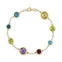 Multi Gemstone (8-1/3 ct) & Diamond (1/6 ct) Bracelet in 14k Gold