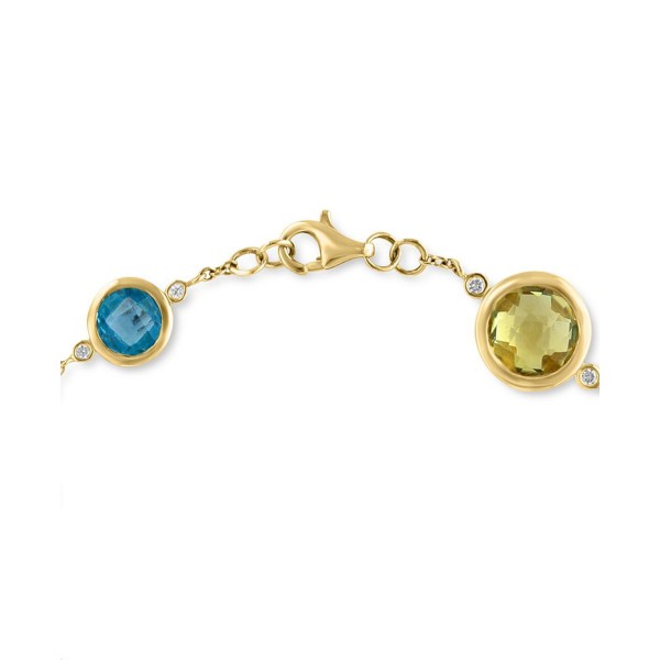 Multi Gemstone (8-1/3 ct) & Diamond (1/6 ct) Bracelet in 14k Gold