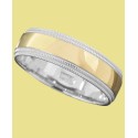 Men's 14k Gold and 14k White Gold Ring, Milgrain Edge (Size 6-13)